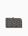 Emporio Armani Official Store Zip-around Card Holder With All-over Monogram Print In Noir