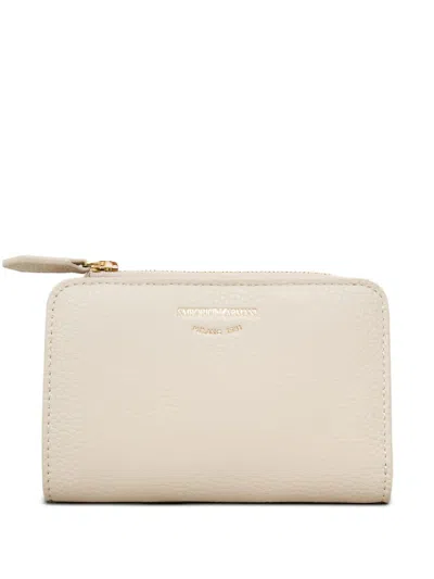 Emporio Armani Zip-around Leather Wallet In Neutral