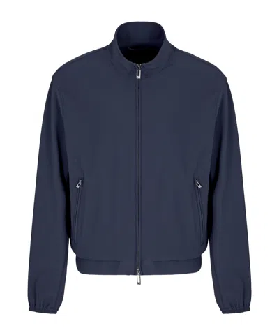 Emporio Armani Zip Casual Jacket In Navy Blue