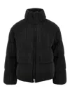 Emporio Armani Pleated Fabric Padded Jacket In Black