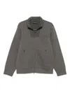 Emporio Armani High Collar Zipped Knit Sweatshirt With Pockets In Gray