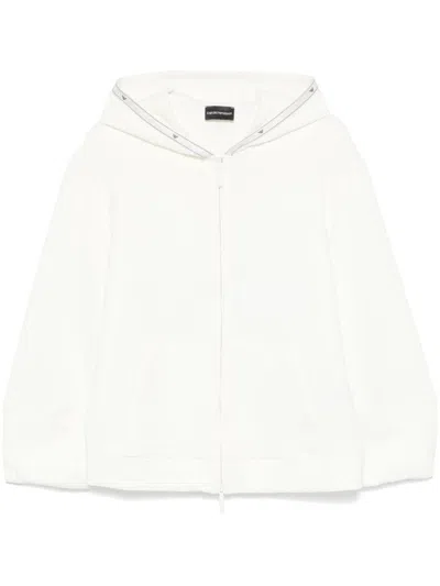 Emporio Armani Zip Hooded Sweatshirt In White