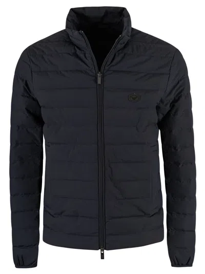 Emporio Armani Zip Padded Jacket In Blue