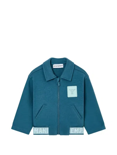 Emporio Armani Babies' Zip Patch Jacket In Blue