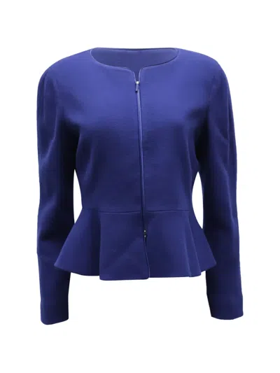 Pre-owned Emporio Armani Zip Peplum Jacket In Blue
