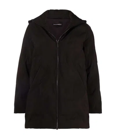 Emporio Armani Zip Rain Jacket In Black
