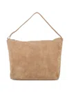 Emporio Armani Beige Suede Xl Hobo In Brown