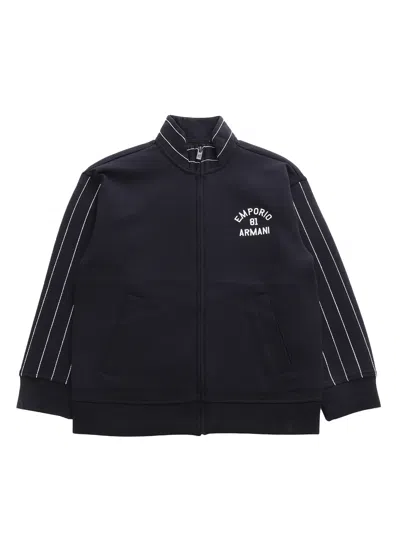 Emporio Armani Zip Sweatshirt In Blue