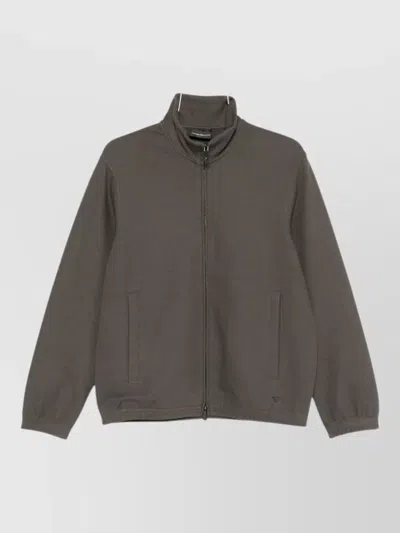 Emporio Armani Zip Sweatshirt High Collar Elasticated Cuffs Pockets In Multi