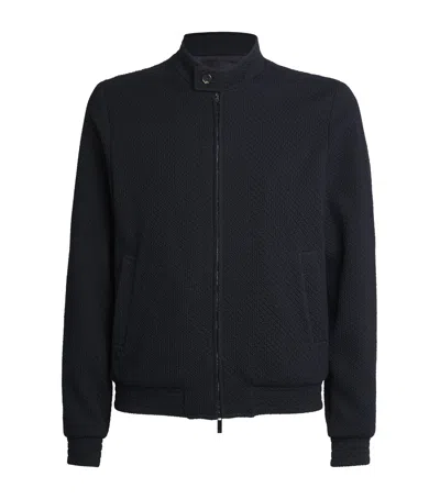 Emporio Armani Zip-up Blouson Jacket In Blue