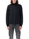 Emporio Armani Ribbed Collar Bomber Jacket In Nero