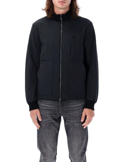 Emporio Armani Ribbed Collar Bomber Jacket In Nero