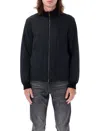 Emporio Armani Ribbed Collar Bomber Jacket In Black