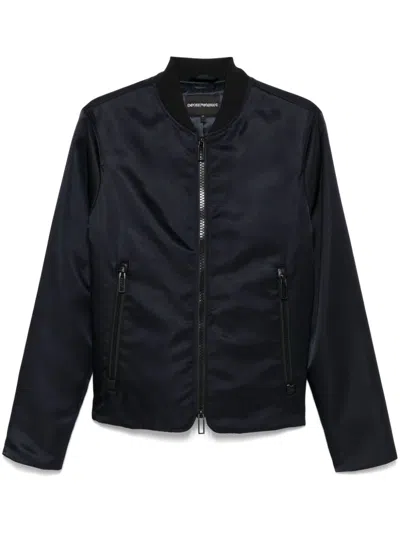 Emporio Armani Zip-up Bomber Jacket In Blue