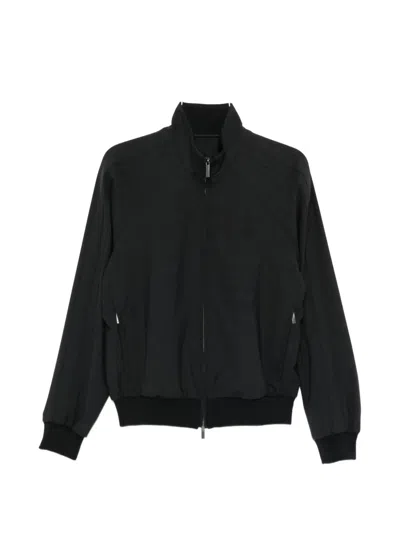 Emporio Armani Wool Blend Bomber Jacket High Collar In Black