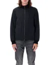 Emporio Armani Ribbed Collar Bomber Jacket In Nero
