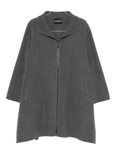 Emporio Armani Zip-up Coat In Gray