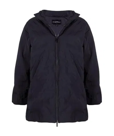 Emporio Armani Zip-up Hooded Jacket In Black