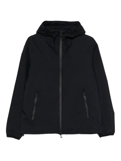 Emporio Armani Hooded Nylon Jacket Long Sleeves Pockets In Black