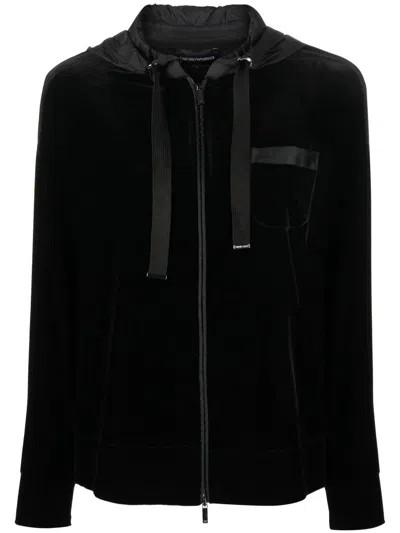 Emporio Armani Zip-up Hooded Jacket In Schwarz