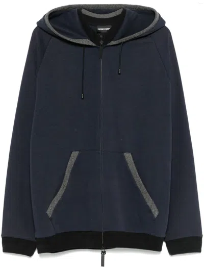 Emporio Armani Zip-up Hoodie In Blue