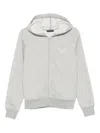 Emporio Armani Hooded Knitwear With Ribbed Cuffs And Hem In Gray