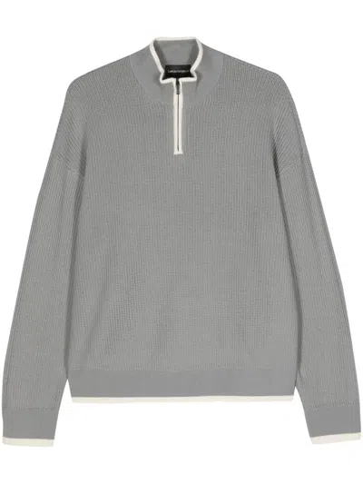 Emporio Armani Zip-up Jumper In Grey