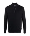 Emporio Armani Zip-up Knitted Jumper In Black