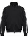 Emporio Armani Zippered High Collar Sweatshirt With Stripe Detailing In Black