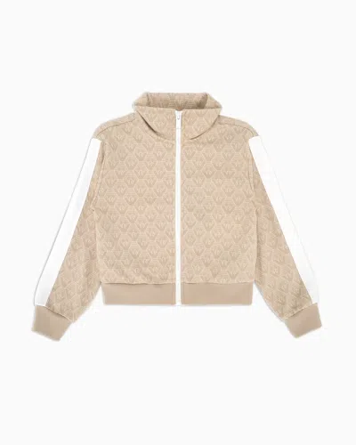 Emporio Armani Kids' Zip-up Sweatshirts In Brown