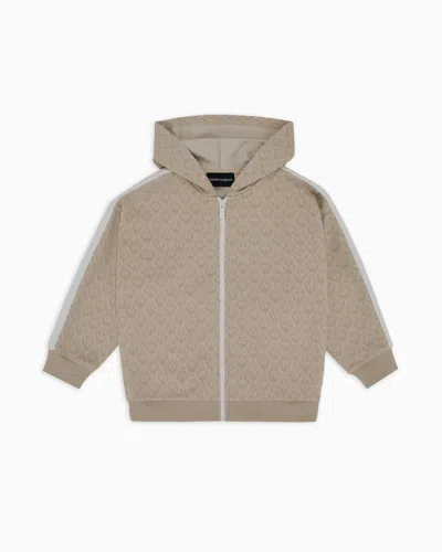 Emporio Armani Kids' Zip-up Sweatshirts In Beige