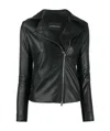Emporio Armani Long-sleeved Zipped Biker Jacket In Black