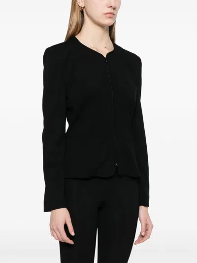 Emporio Armani Zipped Blazer Jacket In Black