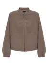 Emporio Armani Jacket With Embroidered Logo In Brown