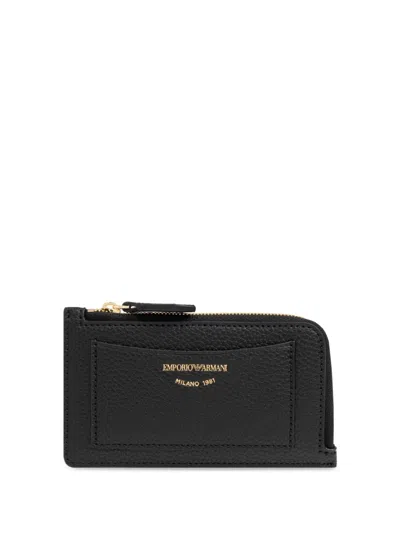 Emporio Armani Zipped Card Case In Black