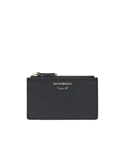 Emporio Armani Zipped Card Holder In Black