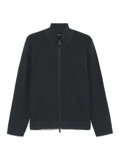 Emporio Armani Zipped Cardigan In Blue
