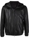 Emporio Armani Lambskin Hooded Jacket Drawstring