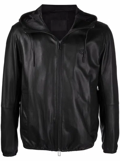 EMPORIO ARMANI EMPORIO ARMANI ZIPPED LEATHER JACKET