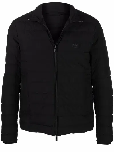 Emporio Armani Zipped Short Down Jacket In Black