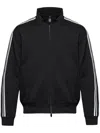 Emporio Armani Zippered High Collar Sweatshirt With Stripe Detailing In Black