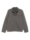 Emporio Armani High Collar Zipped Knit Sweatshirt With Pockets In Gray