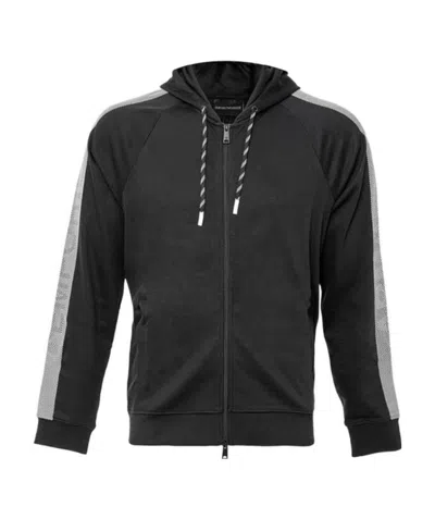 Emporio Armani Zipper Hooded Casual Jacket In Black