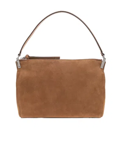 Emporio Armani Zipper Shoulder Bag In Brown