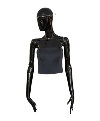 Emporio Armani Zippered Bandeau Vest In Black
