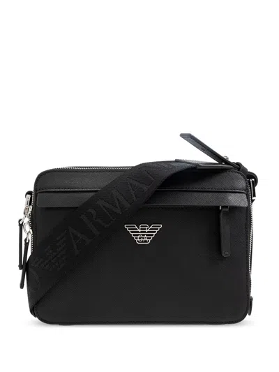 Emporio Armani Zippered Messenger Bag In Black