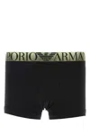 Emporio Armnai Black Stretch Cotton Boxer In Black