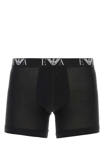 Emporio Armnai Black Stretch Cotton Boxer Set