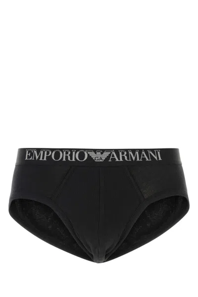 Emporio Armnai Black Stretch Cotton Brief Set