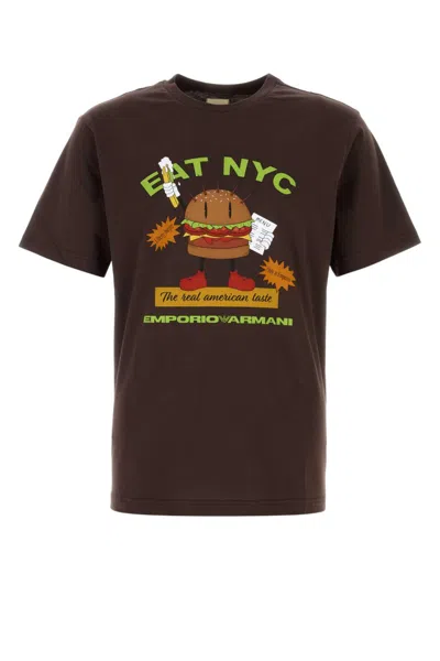 Emporio Armnai Brown Cotton Printed T-shirt